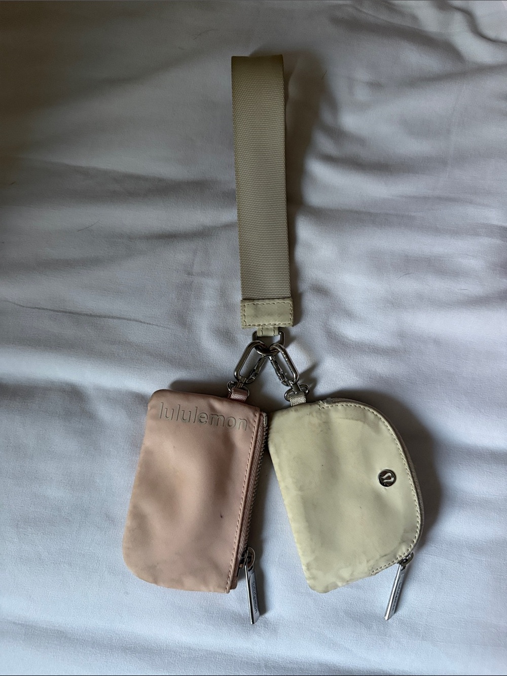 lululemon athletica Dual Pouch Wristlet in Blush Pink and Cream